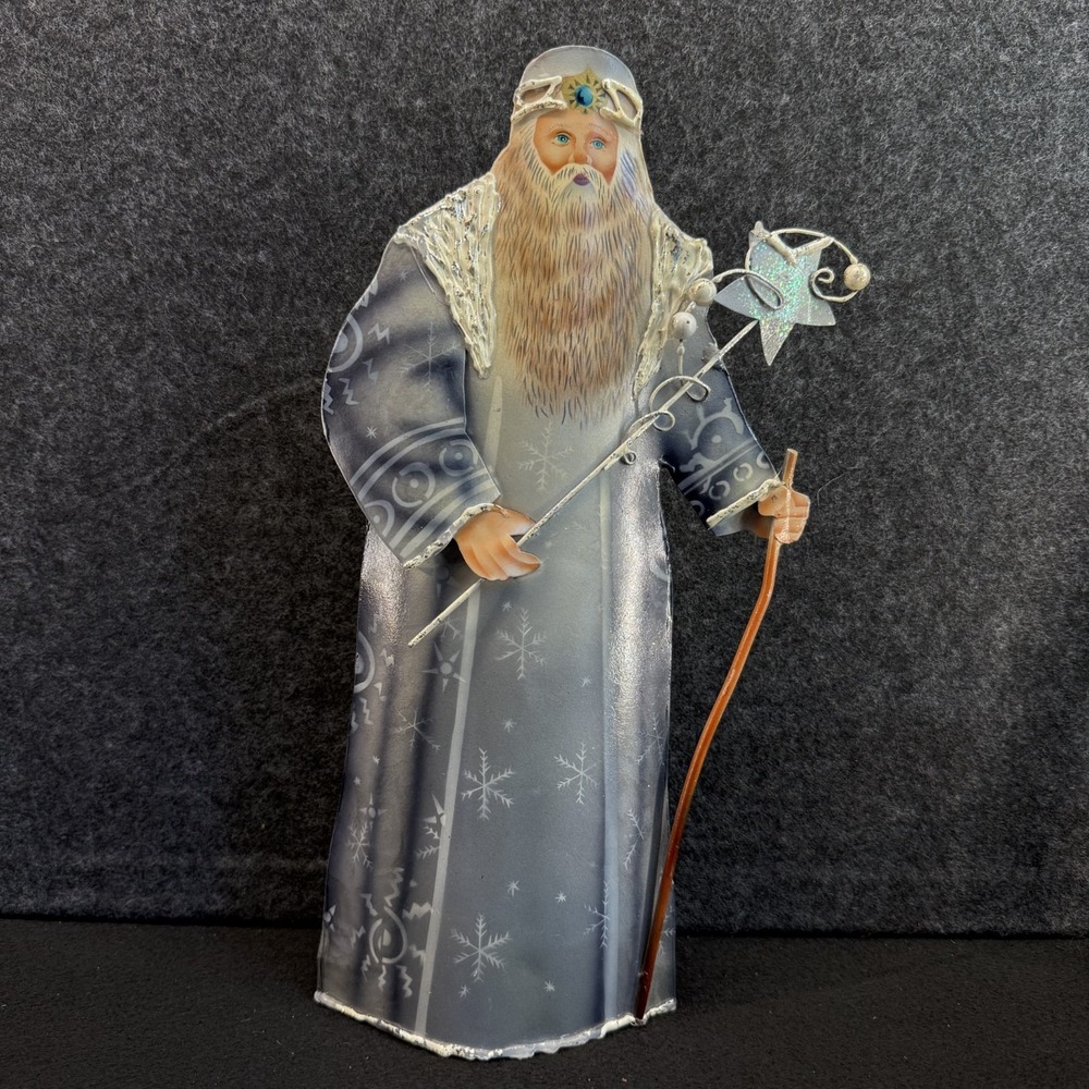 1997 Enesco Museum of American Folk Art Tin Santa Figure Christmas Decor Blue